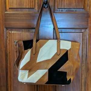 Fossil leather patchwork shoulder bag vintage